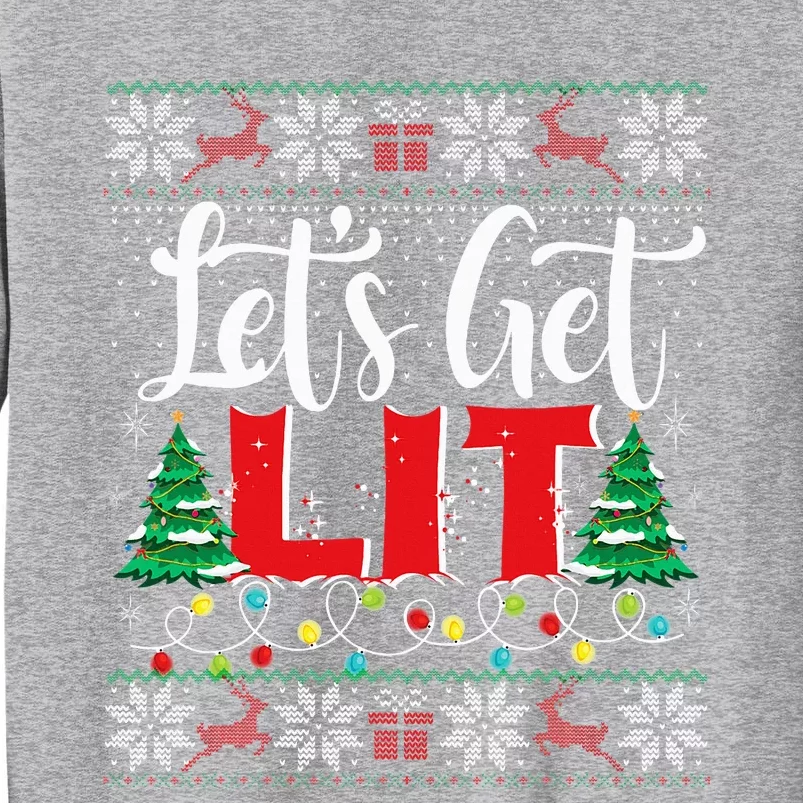 Festive Holiday Sweater with Christmas Lights and Drinking Theme Tall Sweatshirt