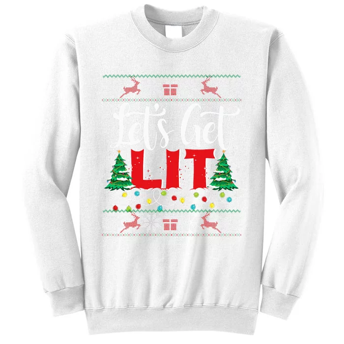 Festive Holiday Sweater with Christmas Lights and Drinking Theme Sweatshirt