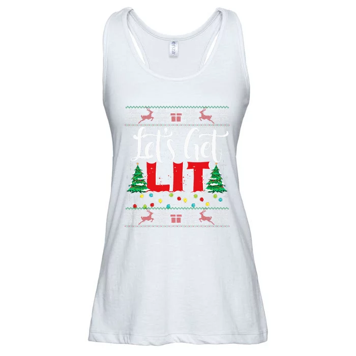 Festive Holiday Sweater with Christmas Lights and Drinking Theme Ladies Essential Flowy Tank