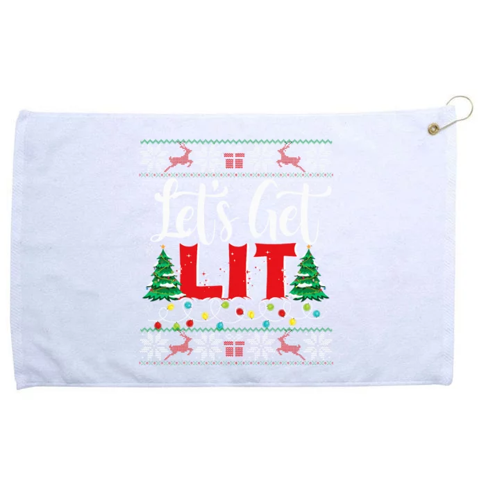 Festive Holiday Sweater with Christmas Lights and Drinking Theme Grommeted Golf Towel