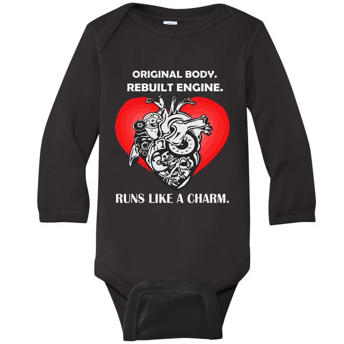 Funny Heart Surgery Art Men Women Heart Transplant Survivor Baby Long Sleeve Bodysuit