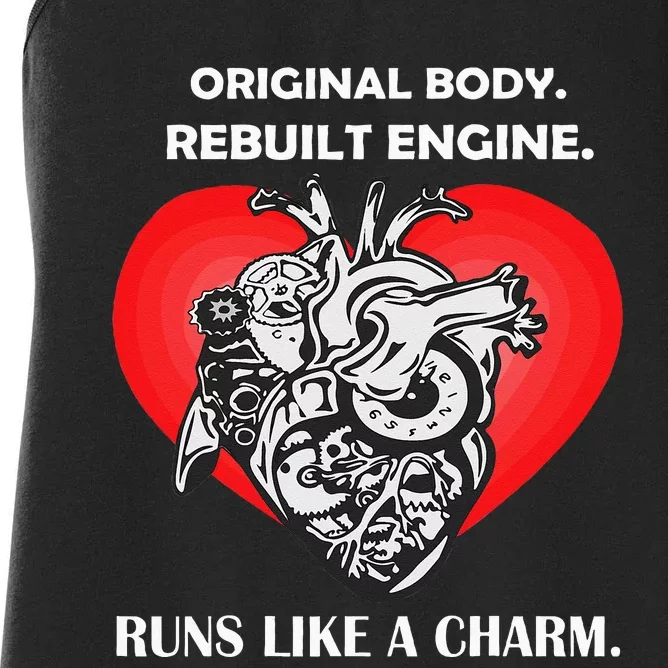 Funny Heart Surgery Art Men Women Heart Transplant Survivor Women's Racerback Tank