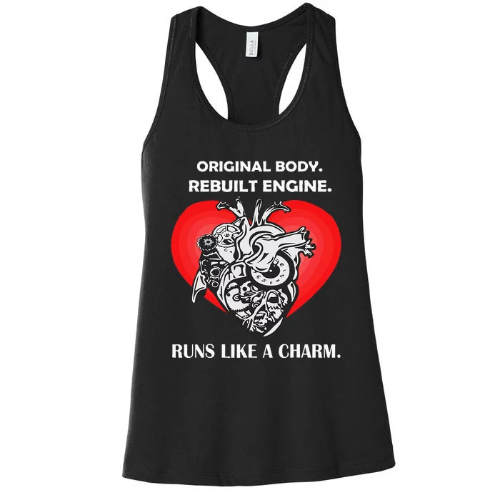 Funny Heart Surgery Art Men Women Heart Transplant Survivor Women's Racerback Tank