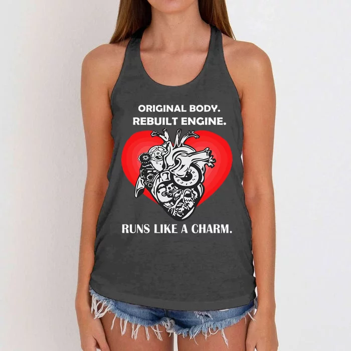 Funny Heart Surgery Art Men Women Heart Transplant Survivor Women's Knotted Racerback Tank