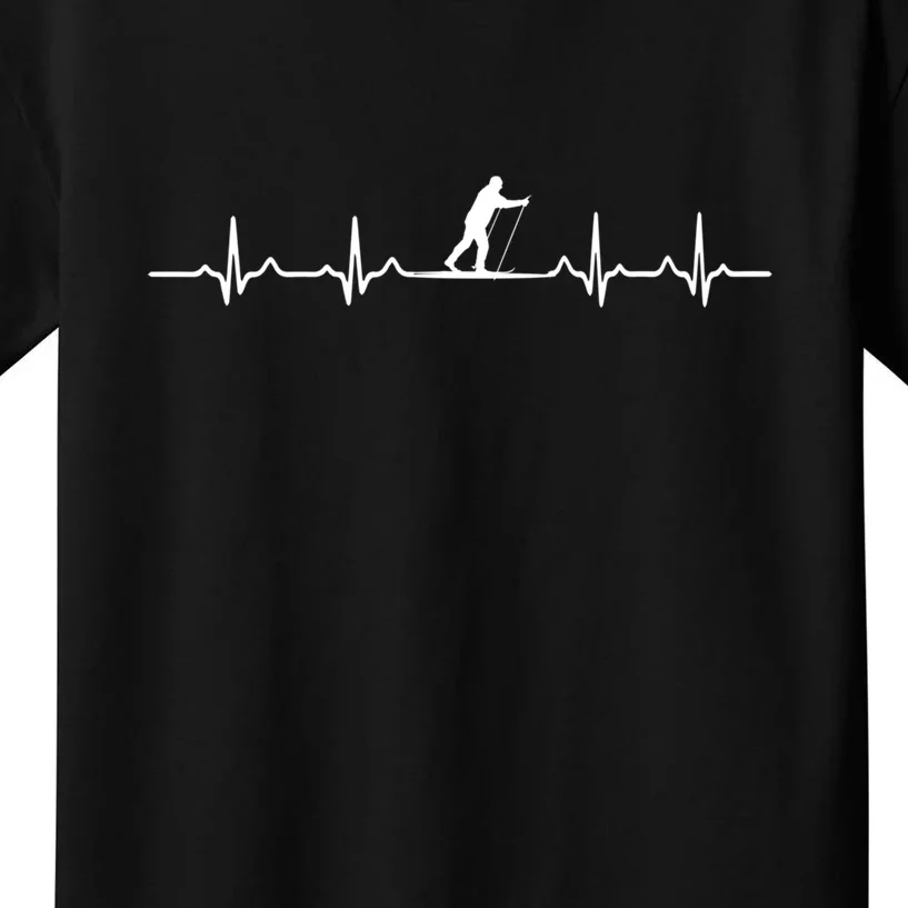 Funny Heartbeat Ski Driver Skier Heart Rate Skiing Gift Kids T-Shirt