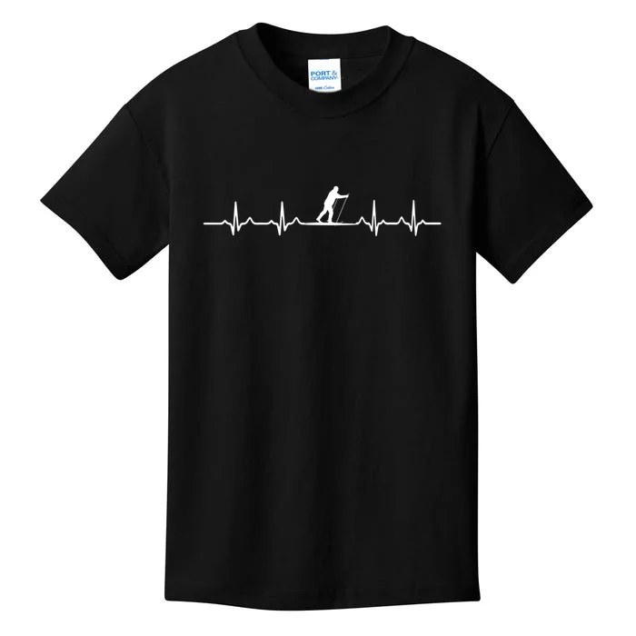 Funny Heartbeat Ski Driver Skier Heart Rate Skiing Gift Kids T-Shirt