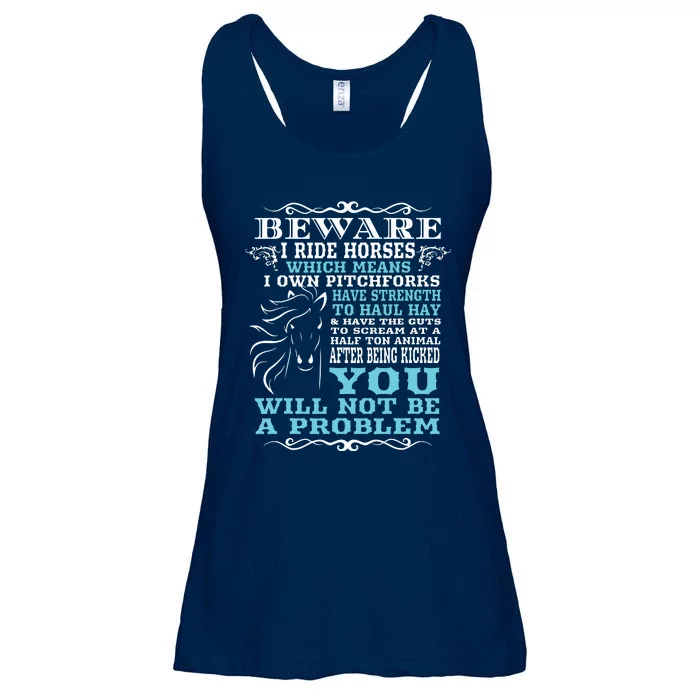 Funny Horse Shirts Horse Lover Beware I Ride Horses Ladies Essential Flowy Tank