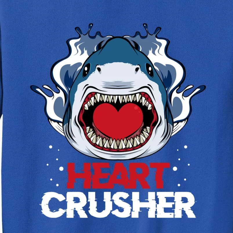 Funny Heart Shark Crusher Valentines Day Jawsome Beach Gift Tall Sweatshirt