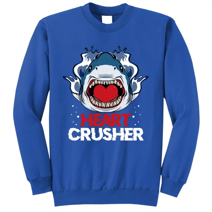 Funny Heart Shark Crusher Valentines Day Jawsome Beach Gift Tall Sweatshirt