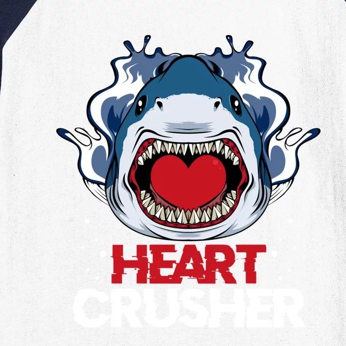 Funny Heart Shark Crusher Valentines Day Jawsome Beach Gift Baseball Sleeve Shirt