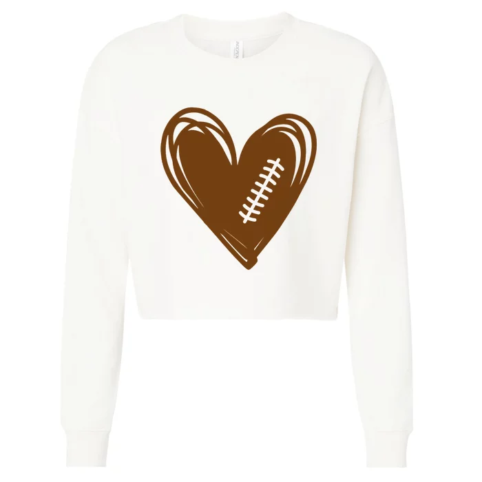 Football Heart Sport Lover Cropped Pullover Crew