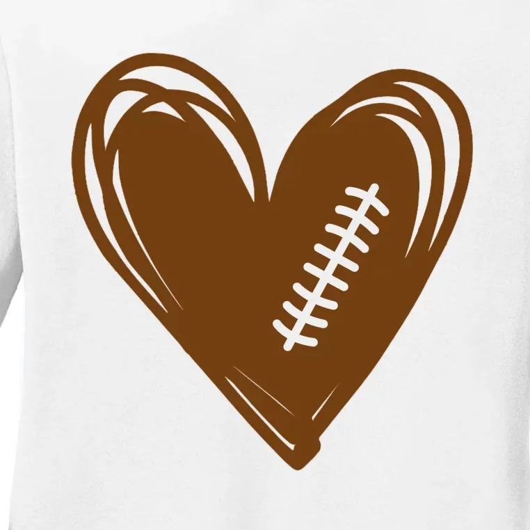 Football Heart Sport Lover Ladies Long Sleeve Shirt