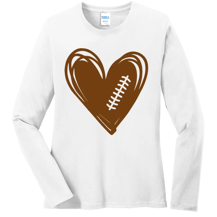 Football Heart Sport Lover Ladies Long Sleeve Shirt