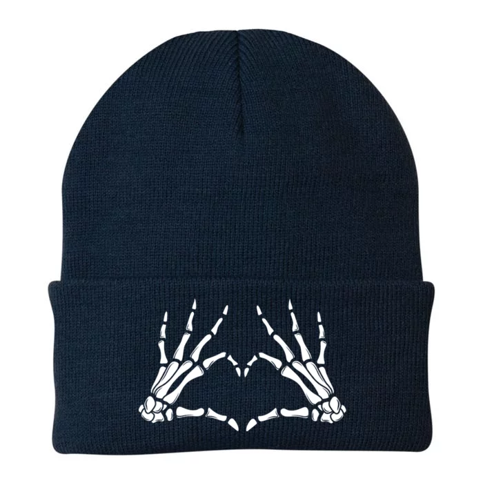 Funny Heart Sign With Skeleton Hands Heart Gift Knit Cap Winter Beanie