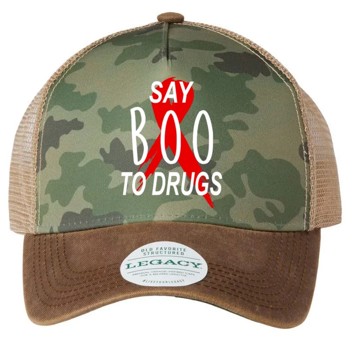 Funny Halloween Say Boo To Drugs Awareness Red Ribbon Legacy Tie Dye Trucker Hat