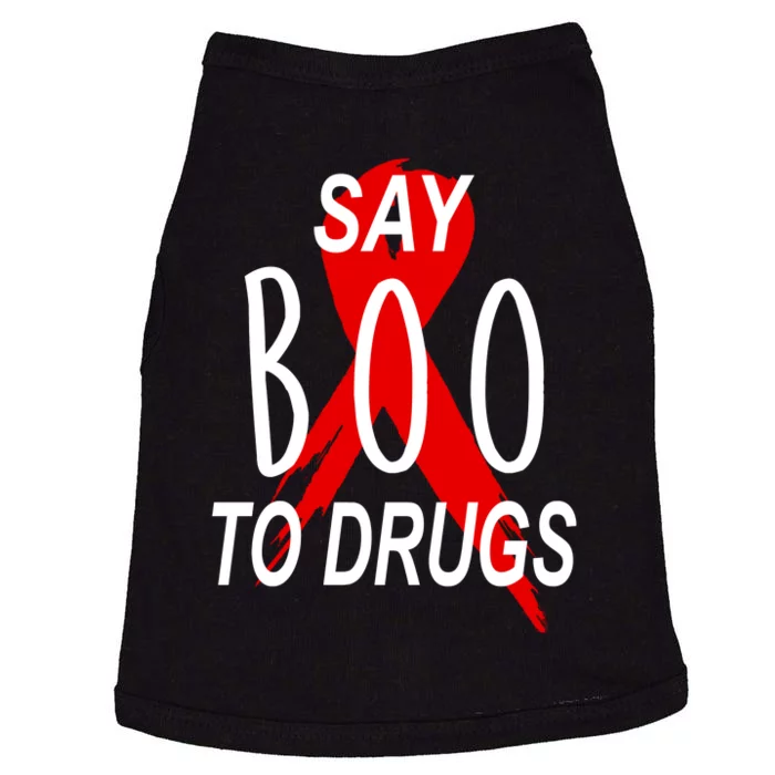 Funny Halloween Say Boo To Drugs Awareness Red Ribbon Doggie Tank