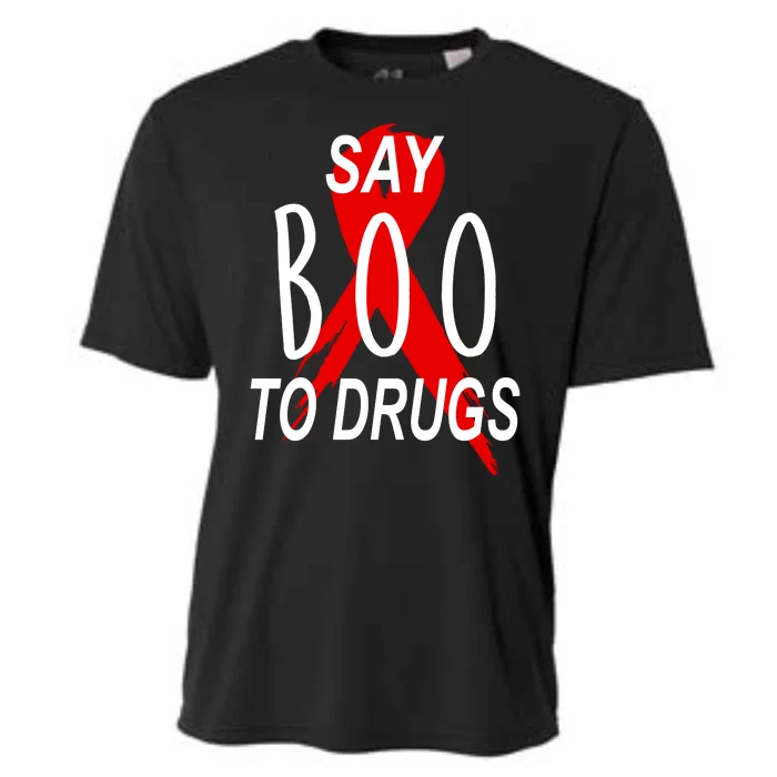 Funny Halloween Say Boo To Drugs Awareness Red Ribbon Cooling Performance Crew T-Shirt