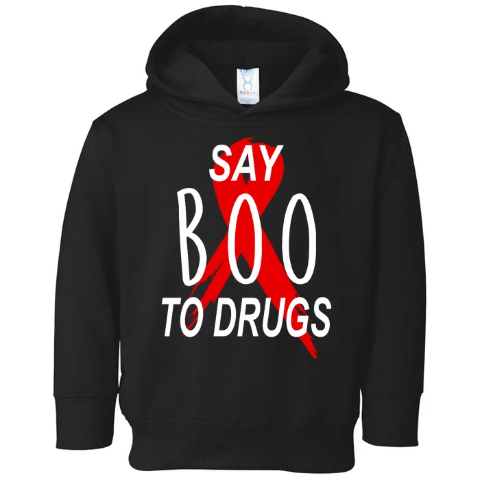 Funny Halloween Say Boo To Drugs Awareness Red Ribbon Toddler Hoodie