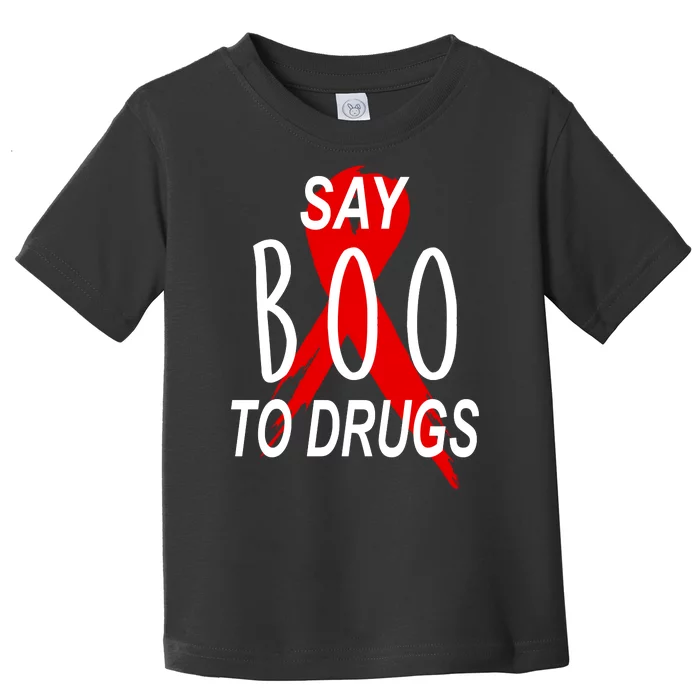 Funny Halloween Say Boo To Drugs Awareness Red Ribbon Toddler T-Shirt