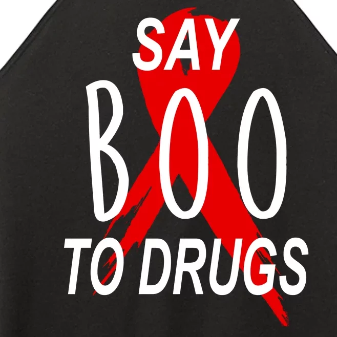 Funny Halloween Say Boo To Drugs Awareness Red Ribbon Women’s Perfect Tri Rocker Tank