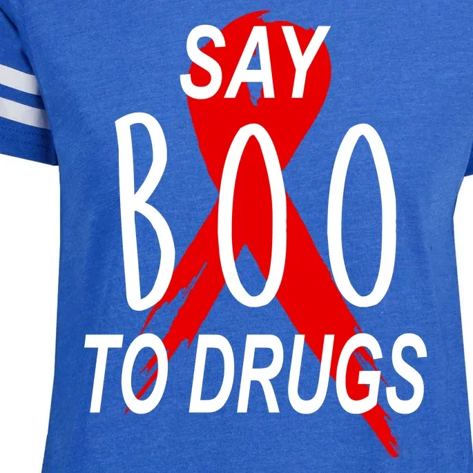 Funny Halloween Say Boo To Drugs Awareness Red Ribbon Enza Ladies Jersey Football T-Shirt