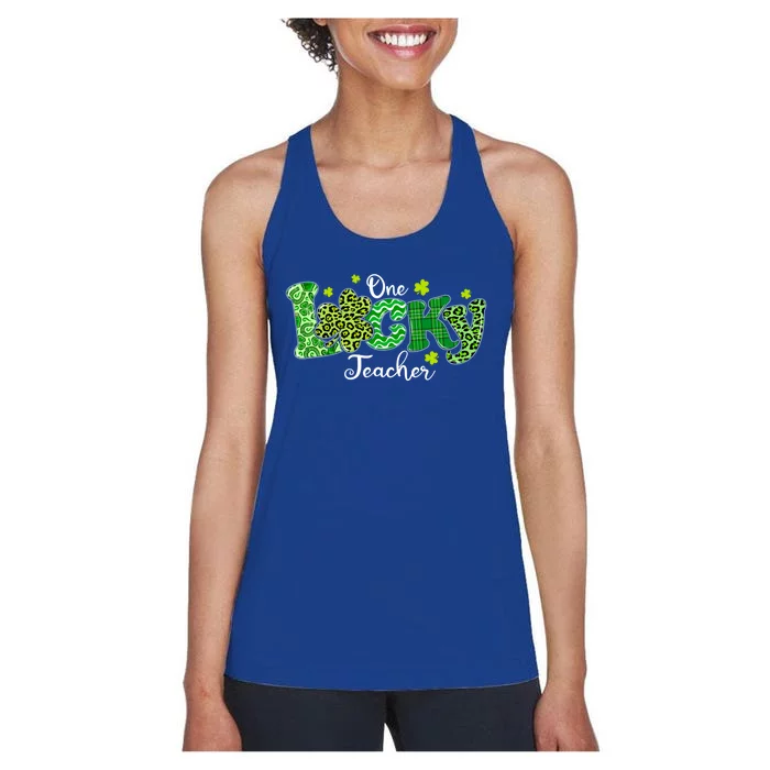 Funny Hockey Shamrock Hat St Patricks Day Great Gift Women's Racerback Tank