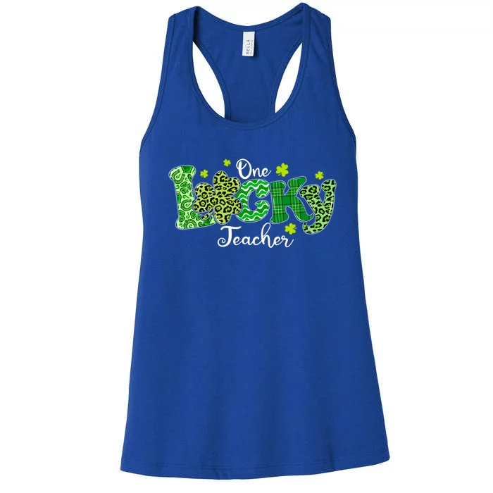 Funny Hockey Shamrock Hat St Patricks Day Great Gift Women's Racerback Tank