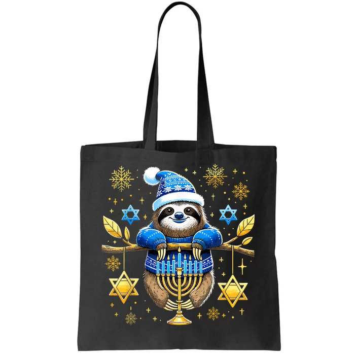 Funny Hanukkah Sloth Jewish Chanukah Sleeping Hanukkah Pjs Tote Bag