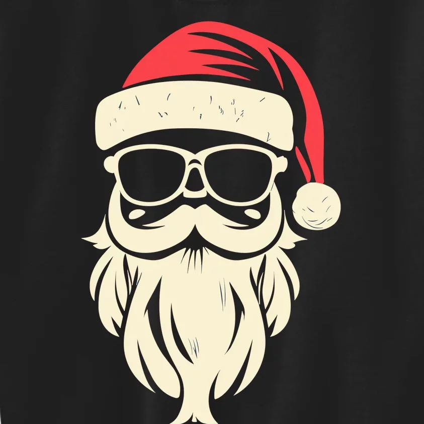 Funny Hipster Santa Beard Sunglasses And Red Hat Christmas Kids Sweatshirt