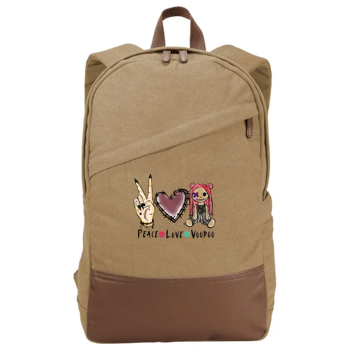 Funny Halloween Shirts, Peace Love Voodoo Cotton Canvas Backpack