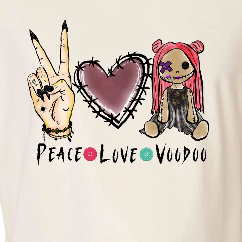 Funny Halloween Shirts, Peace Love Voodoo Garment-Dyed Women's Muscle Tee