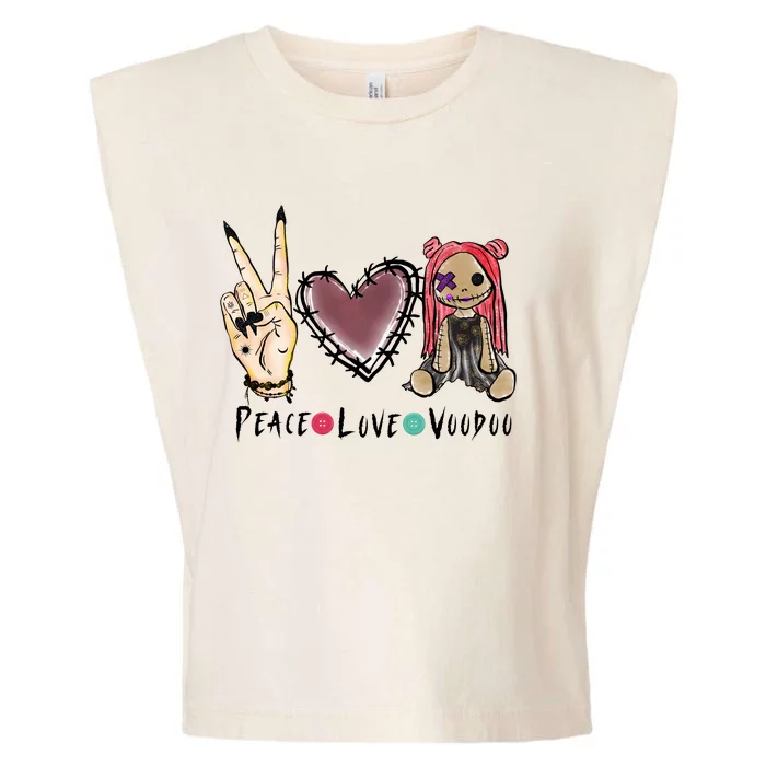 Funny Halloween Shirts, Peace Love Voodoo Garment-Dyed Women's Muscle Tee