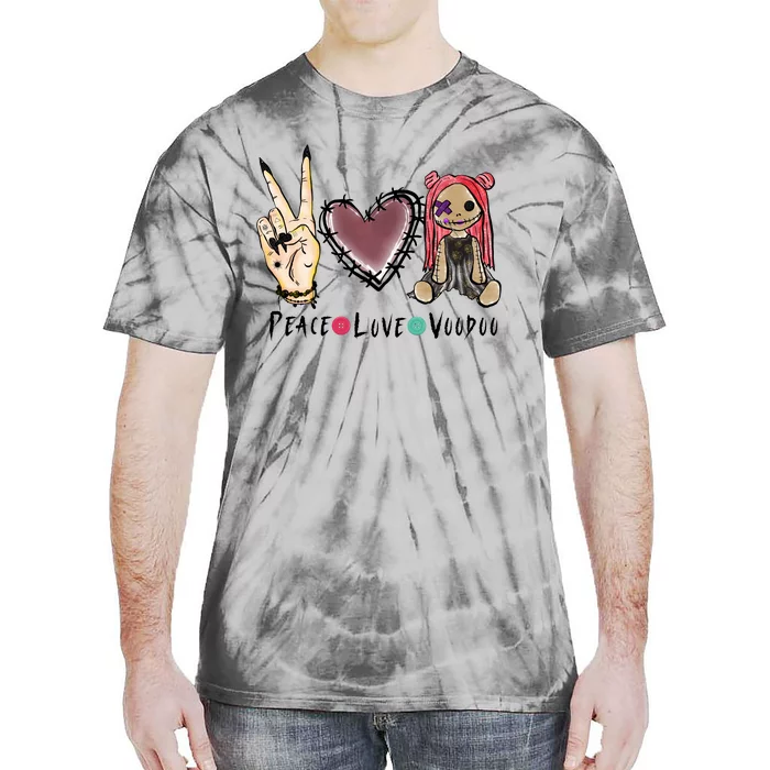 Funny Halloween Shirts, Peace Love Voodoo Tie-Dye T-Shirt