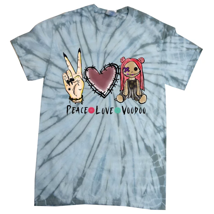 Funny Halloween Shirts, Peace Love Voodoo Tie-Dye T-Shirt