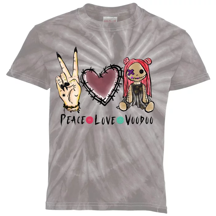 Funny Halloween Shirts, Peace Love Voodoo Kids Tie-Dye T-Shirt