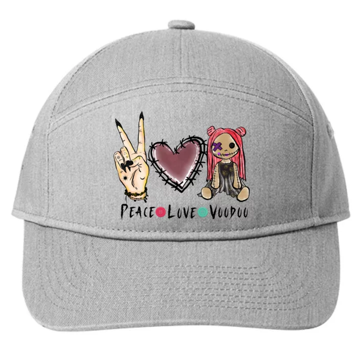 Funny Halloween Shirts, Peace Love Voodoo 7-Panel Snapback Hat