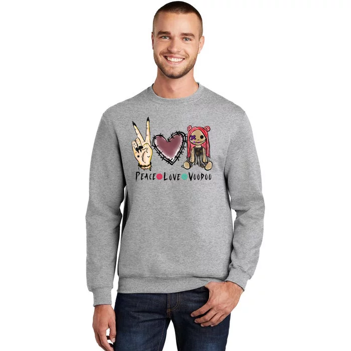 Funny Halloween Shirts, Peace Love Voodoo Tall Sweatshirt