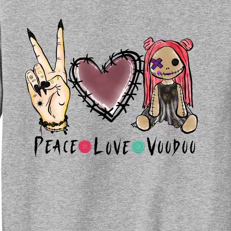 Funny Halloween Shirts, Peace Love Voodoo Tall Sweatshirt