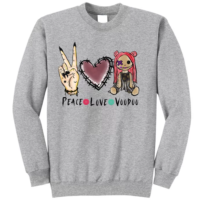 Funny Halloween Shirts, Peace Love Voodoo Tall Sweatshirt