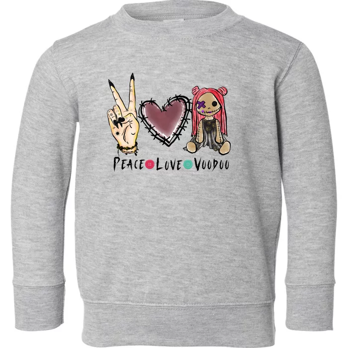 Funny Halloween Shirts, Peace Love Voodoo Toddler Sweatshirt