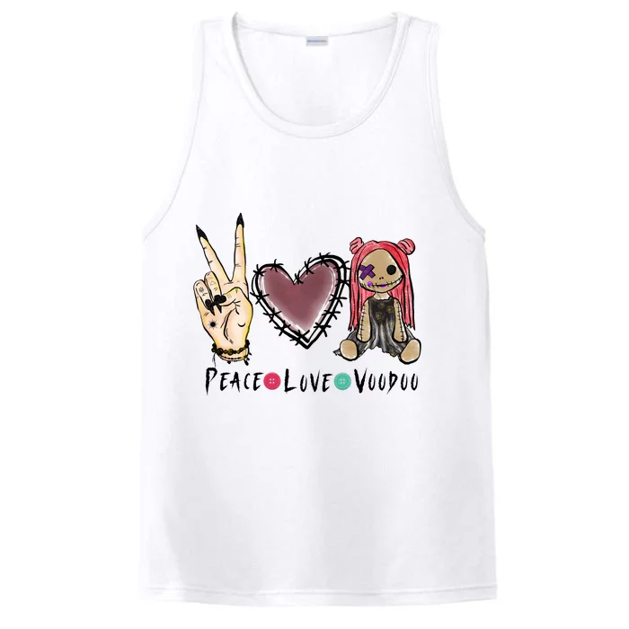 Funny Halloween Shirts, Peace Love Voodoo Performance Tank