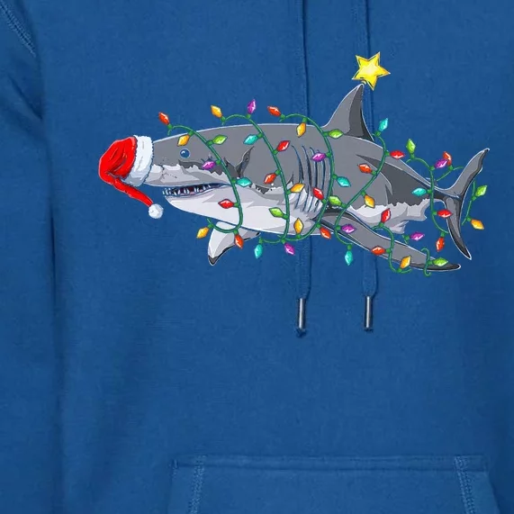 Festive Holiday Shark Design Hilarious Christmas Sharks Premium Hoodie