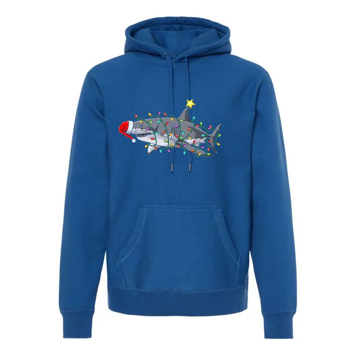 Festive Holiday Shark Design Hilarious Christmas Sharks Premium Hoodie