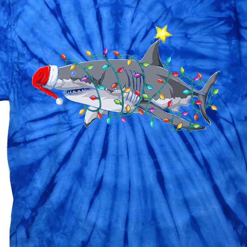 Festive Holiday Shark Design Hilarious Christmas Sharks Tie-Dye T-Shirt