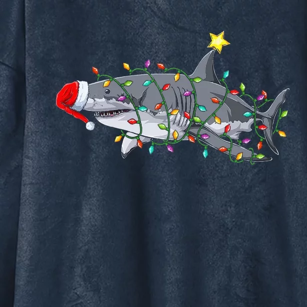 Festive Holiday Shark Design Hilarious Christmas Sharks Hooded Wearable Blanket