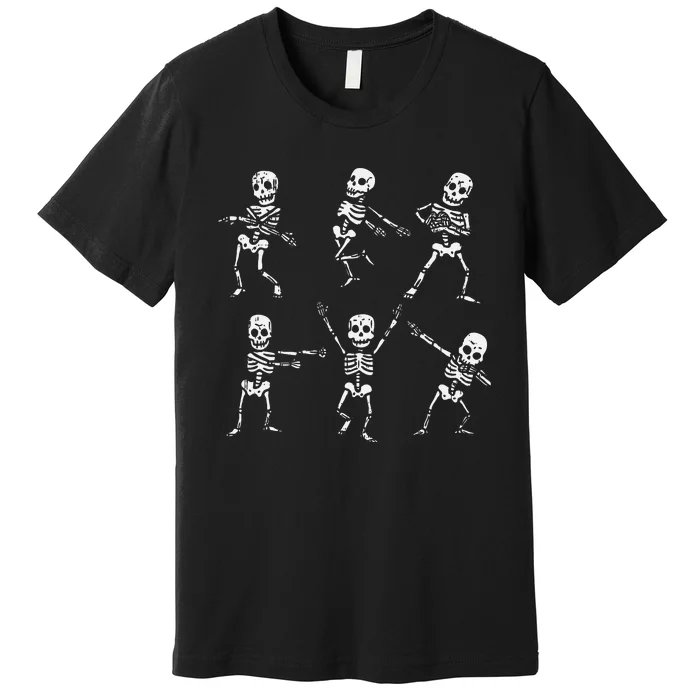 Funny Halloween Skeletons Dance and Dab with Yeet and Floss Premium T-Shirt