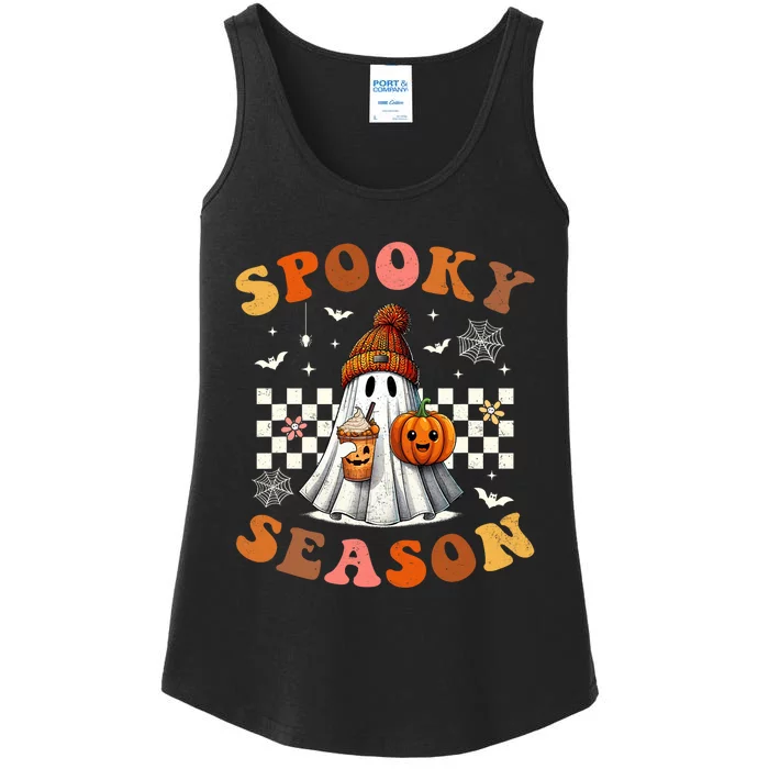 Funny Halloween Spooky Season Ghost Pumpkin Ladies Essential Tank