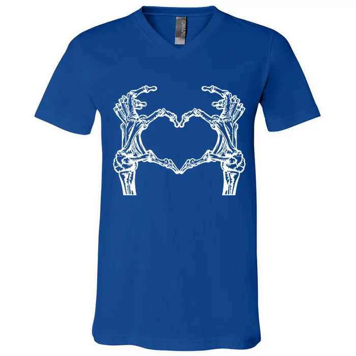 Funny Halloween Skeleton Hand Heart Costume Halloween Great Gift V-Neck T-Shirt