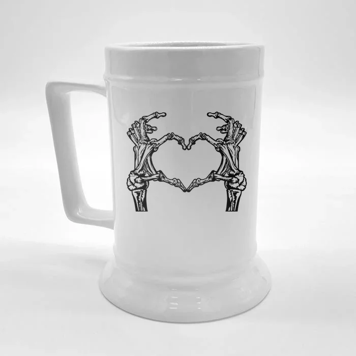 Funny Halloween Skeleton Hand Heart Costume Halloween Great Gift Front & Back Beer Stein