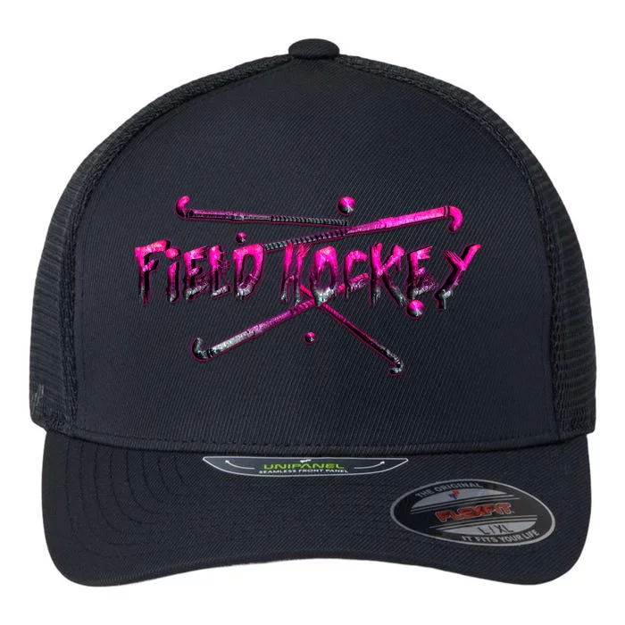 Field Hockey Sport Flexfit Unipanel Trucker Cap